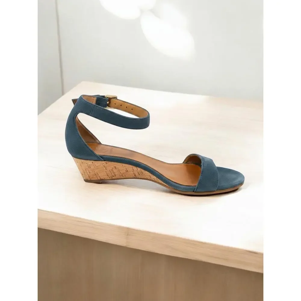 Tory Burch Savannah Suede Wedge Sandal Size 7.5M